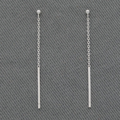 Sterling silver pin on a chain earring