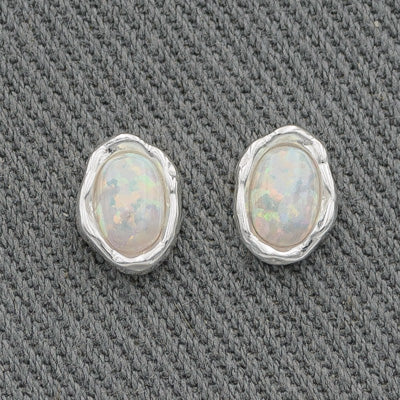 Opaline studs set in sterling silver
