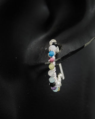 Sterling silver hoop with multi  stones