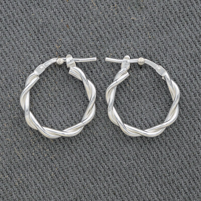 Sterling silver twisted hoop