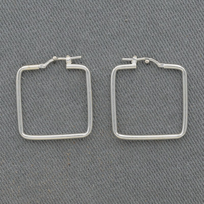 Sterling silver square hoops medium