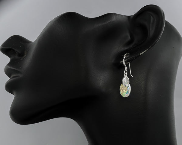 Oval Faceted Crystal Earrings with Clasp - Silvertree Jewelry #