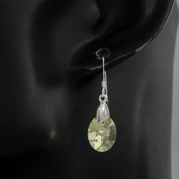 Oval Faceted Crystal Earrings with Clasp - Silvertree Jewelry #