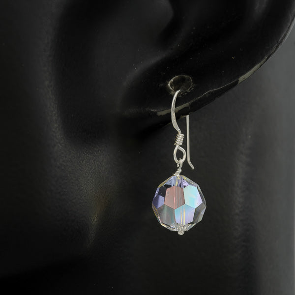 Round Faceted Crystal Drop Earrings – 1cm - Silvertree Jewelry #