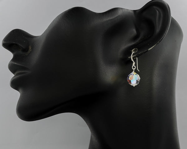 Round Faceted Crystal Drop Earrings – 1cm - Silvertree Jewelry #