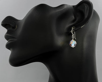 Round Faceted Crystal Drop Earrings – 1cm - Silvertree Jewelry #