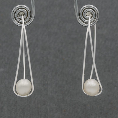 Sterling silver wired loop with a pearl earring