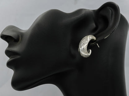 Sterling silver textured hoop