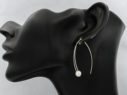 Sterling silver wired loop with a pearl earring