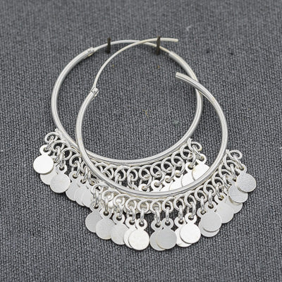 Sterling silver sleeper earring with discs