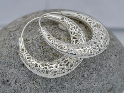 Sterling silver cut out hoop earrings