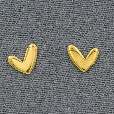Modern gold plated heart studs
