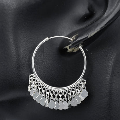 Sterling silver sleeper earring with discs