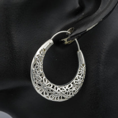 Sterling silver cut out hoop earrings