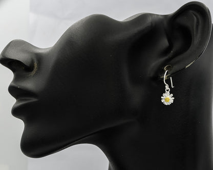 Sterling silver daisy with gold plated stamen danglers