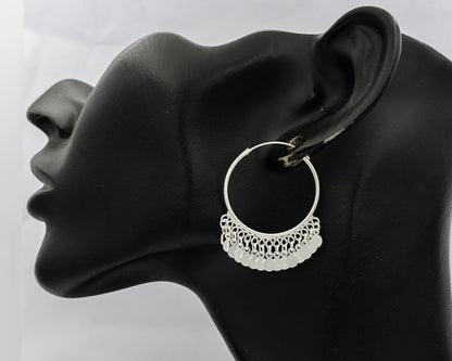 Sterling silver sleeper earring with discs