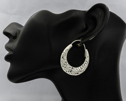Sterling silver cut out hoop earrings