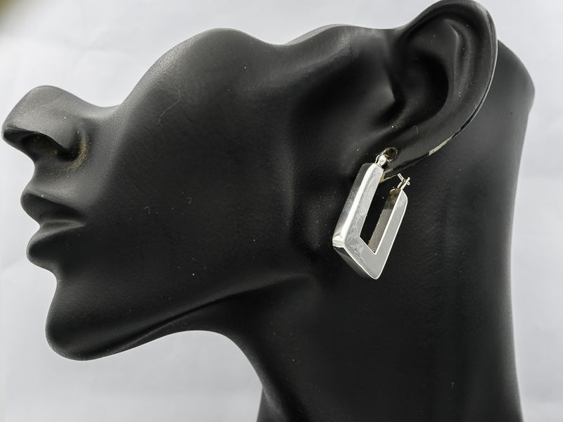 Sterling silver rectangular hoops