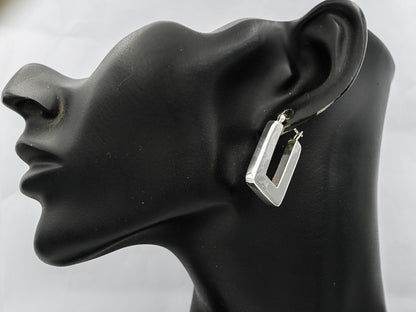 Sterling silver rectangular hoops