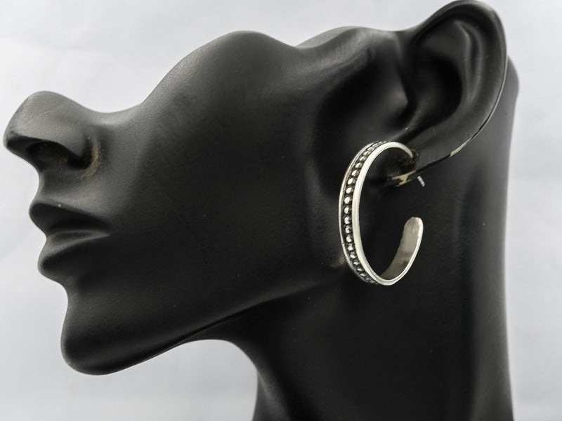 Sterling silver dotted hoops