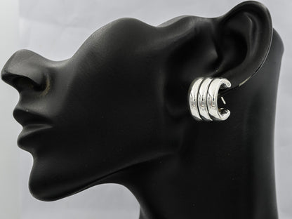 Sterling silver triple banded hoop