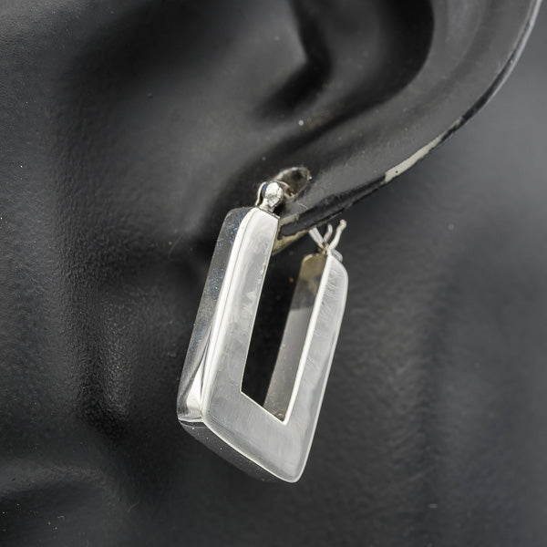 Sterling silver rectangular hoops