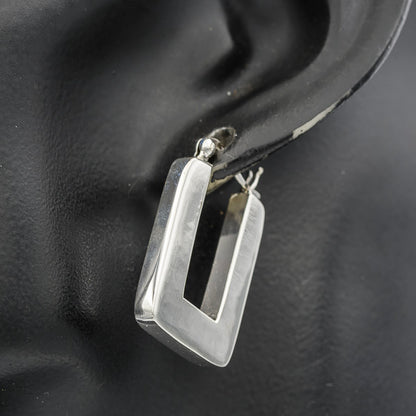 Sterling silver rectangular hoops