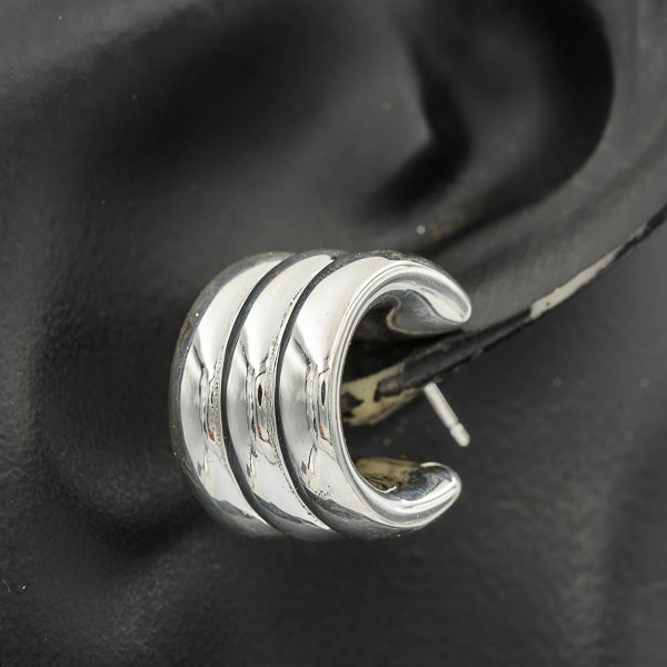 Sterling silver triple banded hoop