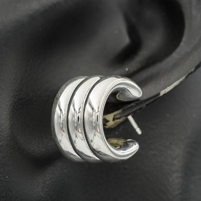 Sterling silver triple banded hoop