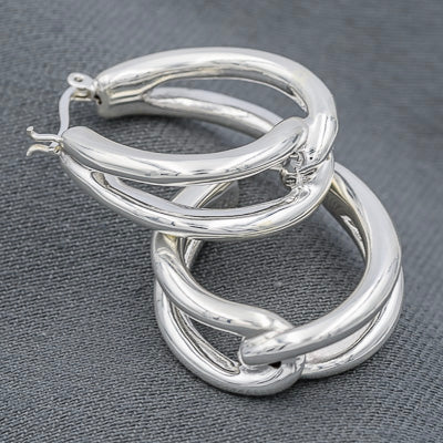 Sterling silver loop hoop earring