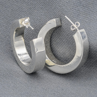 Sterling silver square edge hoops