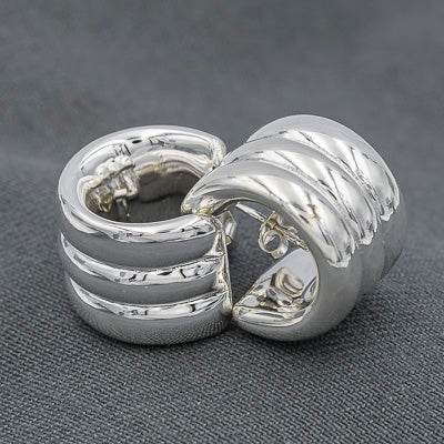 Sterling silver triple banded hoop