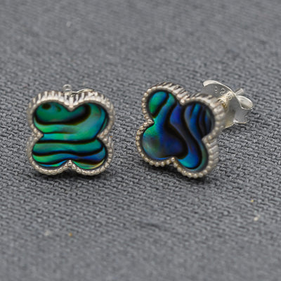 Sterling silver clover leave studs