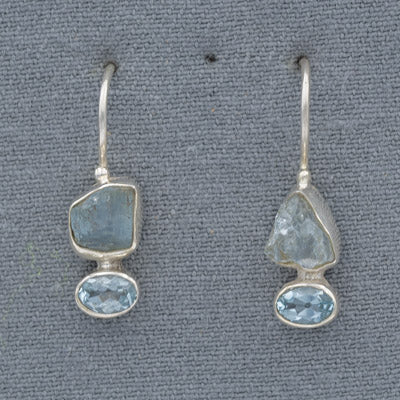 Rough sapphire and blue Topaz earrings. - Silvertree Jewelry #