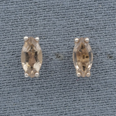 Smoky quartz set in silver studs - Silvertree Jewelry #