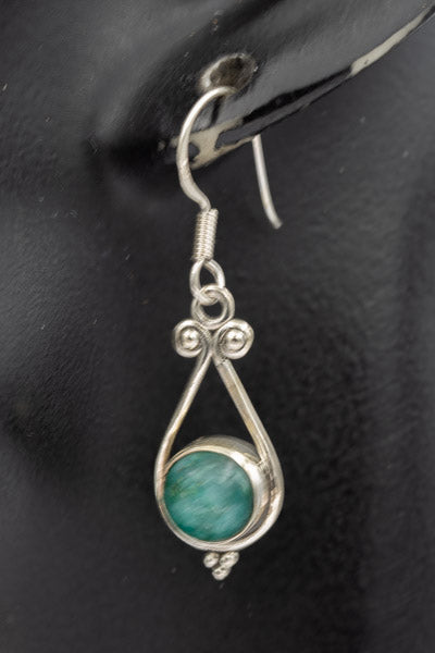 Malachite danglers set in pear shape frame silver - Silvertree Jewelry #