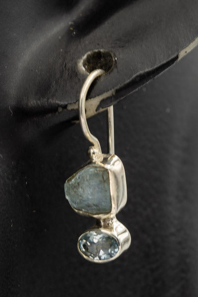 Rough sapphire and blue Topaz earrings. - Silvertree Jewelry #