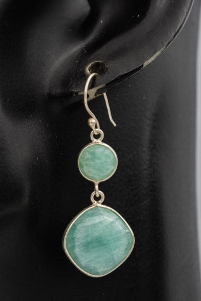Amzonite set in sterling silver danglings - Silvertree Jewelry #