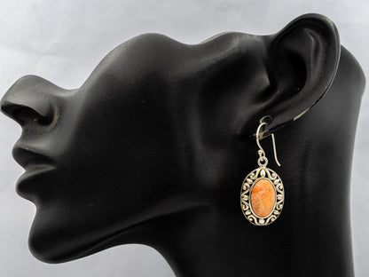 Sponge Coral Earrings in Bali Style Sterling Silver Setting - Silvertree Jewelry #