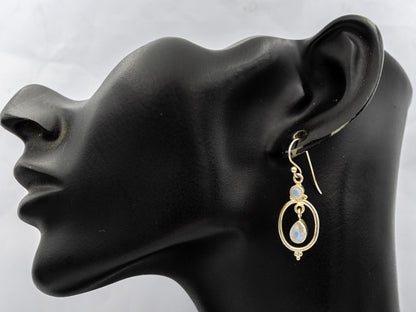 Moonstone set in silver oval frame danglers - Silvertree Jewelry #
