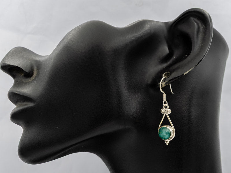 Malachite danglers set in pear shape frame silver - Silvertree Jewelry #