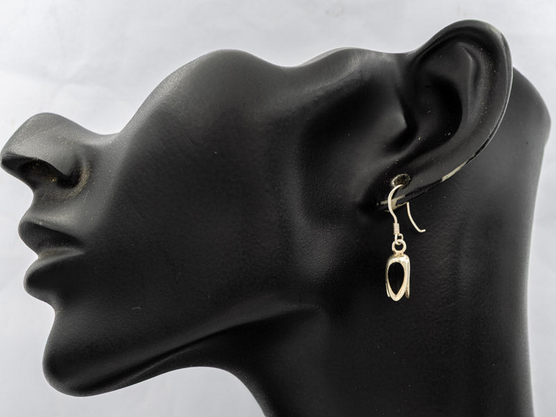 Sterling silver tulip with black onyx earrings