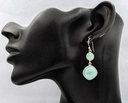Amzonite set in sterling silver danglings - Silvertree Jewelry #