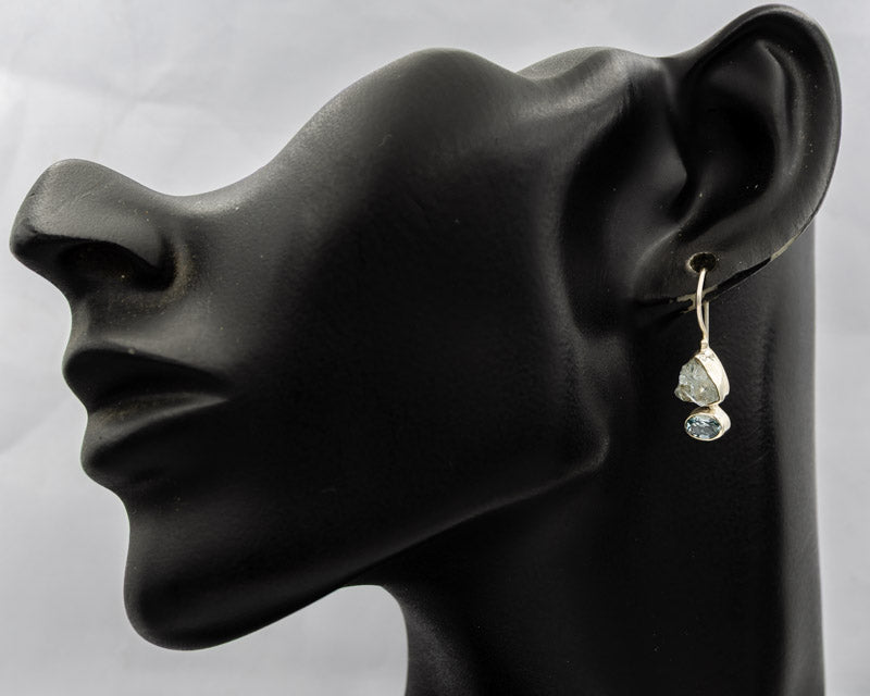 Rough sapphire and blue Topaz earrings. - Silvertree Jewelry #