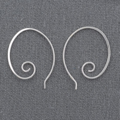 Sterling silver hook in earring with a scroll - Silvertree Jewelry #