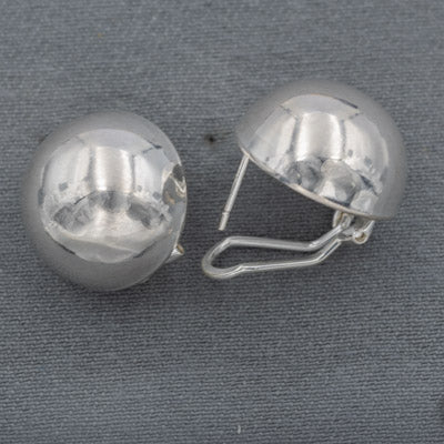 Sterling Silver Large Dome Earrings  with Safety Clasp - Silvertree Jewelry #