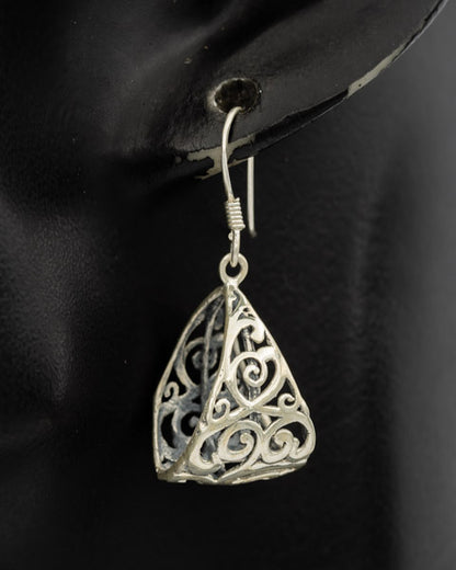 Sterling silver filagree hoop earring - Silvertree Jewelry #