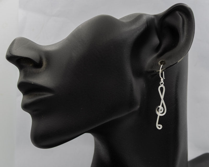 Sterling silver music key earring - Silvertree Jewelry #