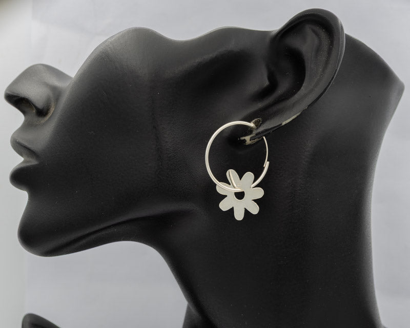 Sterling Silver Daisy Sleeper Earrings, nature inspired. - Silvertree Jewelry #