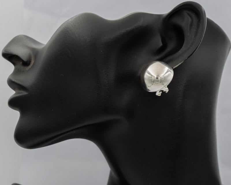 Sterling Silver Large Dome Earrings  with Safety Clasp - Silvertree Jewelry #